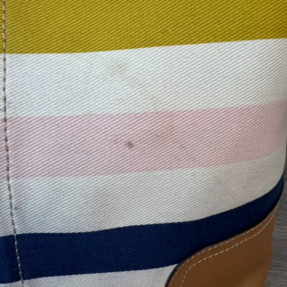 COACH F30041 Hadley Multistripe Canvas/Leather Medium Size Tote Bag - Picture 4 of 9